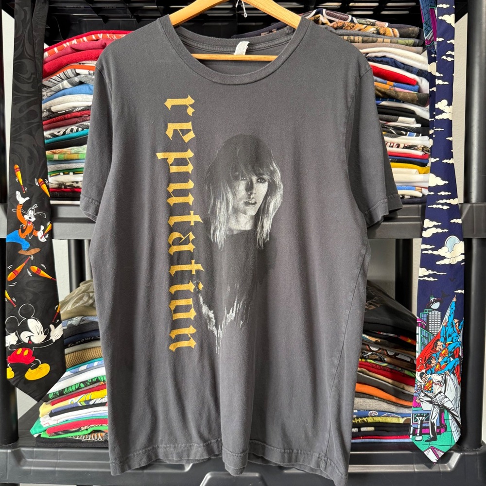 Modern Gray Taylor Swift Reputation Stadium Tour Graphic T-Shirt Large